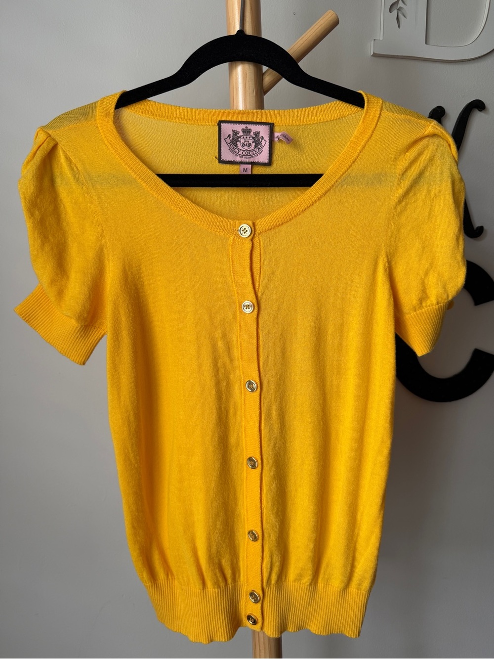 Juicy Couture Yellow Short Sleeve Cardigan